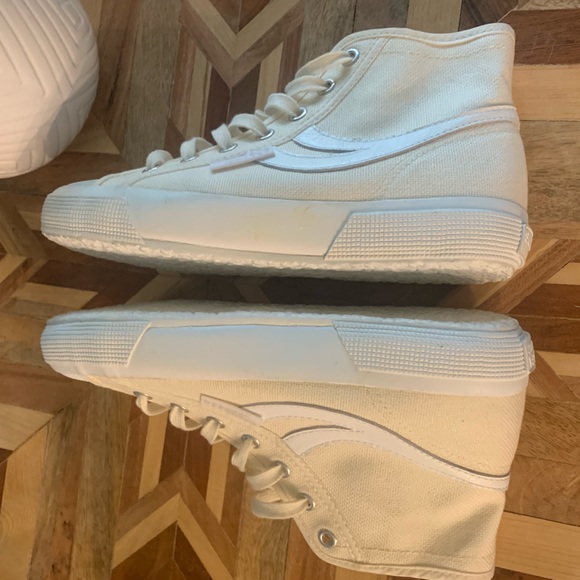 NEW Superga High top canvas swallow tail retro style sneakers size 37 - Picture 3 of 8